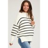 Pinkblush Ivory Striped Drop Shoulder Maternity Sweater - 3 of 4