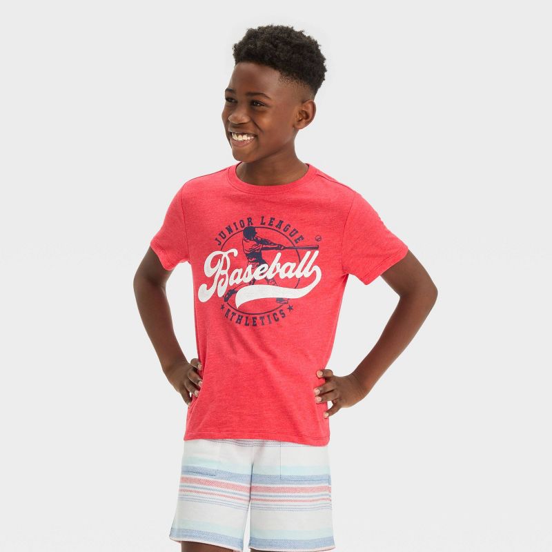 Boys' Short Sleeve 'Baseball Junior League' Graphic T-Shirt - Cat & Jack™ Red, 1 of 5