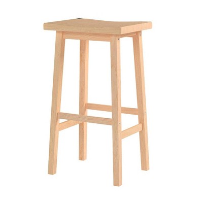 Natural Wood Backless Saddle Style Kitchen Counter Stools, 30" Tall, Set of 2
