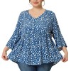Agnes Orinda Women's Plus Size Babydoll Peplum High Low Hem V Neck 3/4 Sleeve Trendy Tops - 2 of 4