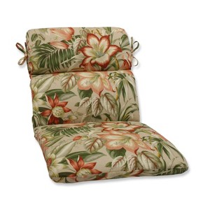 Botanical Glow Outdoor Rounded Edge Chair Cushion - Tan - Pillow Perfect - 1 of 3
