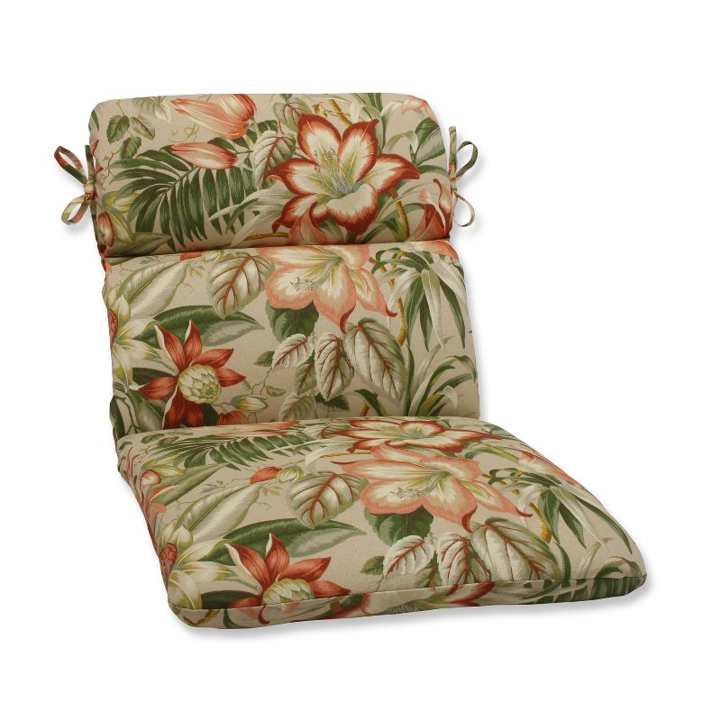 Botanical Glow Outdoor Rounded Edge Chair Cushion - Tan - Pillow Perfect, 1 of 5