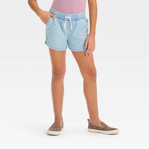 Girls' Mid-rise Pull-on Jean Shorts - Cat & Jack™ Light Wash L Plus : Target