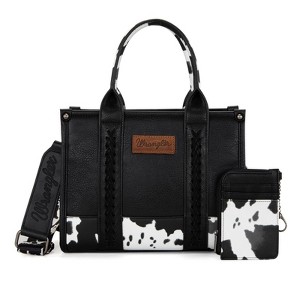 Cow Print Tote Bags for Women Western Black Purse and Handbags Satchel Top-handle Country Bag bolsa para mujer for gift,WG102-W8120SBK - 1 of 4