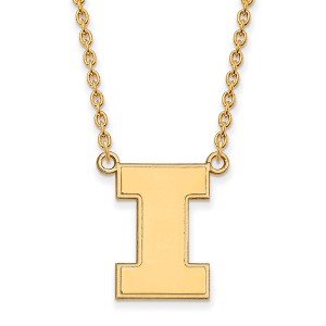 Black Bow Jewelry 14k Yellow Gold Illinois Fighting Illini NCAA Necklace 18 Inch - 1 of 4