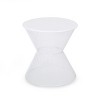 Kumasinova 18.2" Striking Hourglass-Shaped Outdoor Side Table with Woven Lattice Design,Decorative Patio End Table for Porch,Garden&Poolside,White - 4 of 4