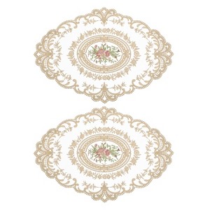 Unique Bargains Retro Lace Embroidered Polyester Placemat 2 Pcs - 1 of 4