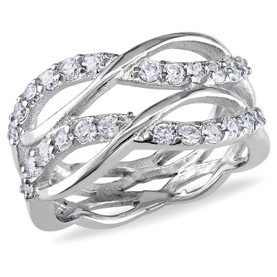Women's Cubic Zirconia Band-small Rope Band And Med Bead Band