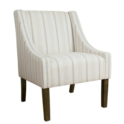 Fabric Upholste Wooden Accent Chair with Stripe Pattern - Benzara