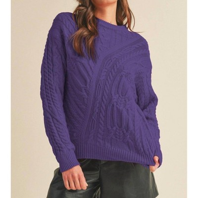Women's Chunky Cable Knit Crewneck Sweater - &merci