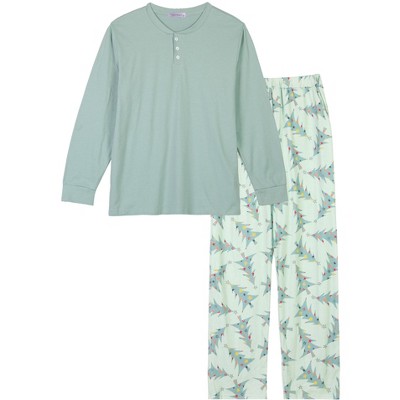 cheibear Christmas Tree Long Sleeve Tops with Pants Lounge Family Sleepwear Pajama Sets Green