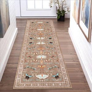 Insect Area Rug Washable Rugs, Botanical Non Slip Stain Resistant Large Carpet for Living Room Bedroom Dining Room Nursery Farmhouse Hallway Entryway - 1 of 4