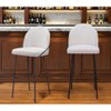HomeRoots Set of Two 30" Ivory And Black Shearling And Steel Bar Height Bar Chairs - 2 of 4