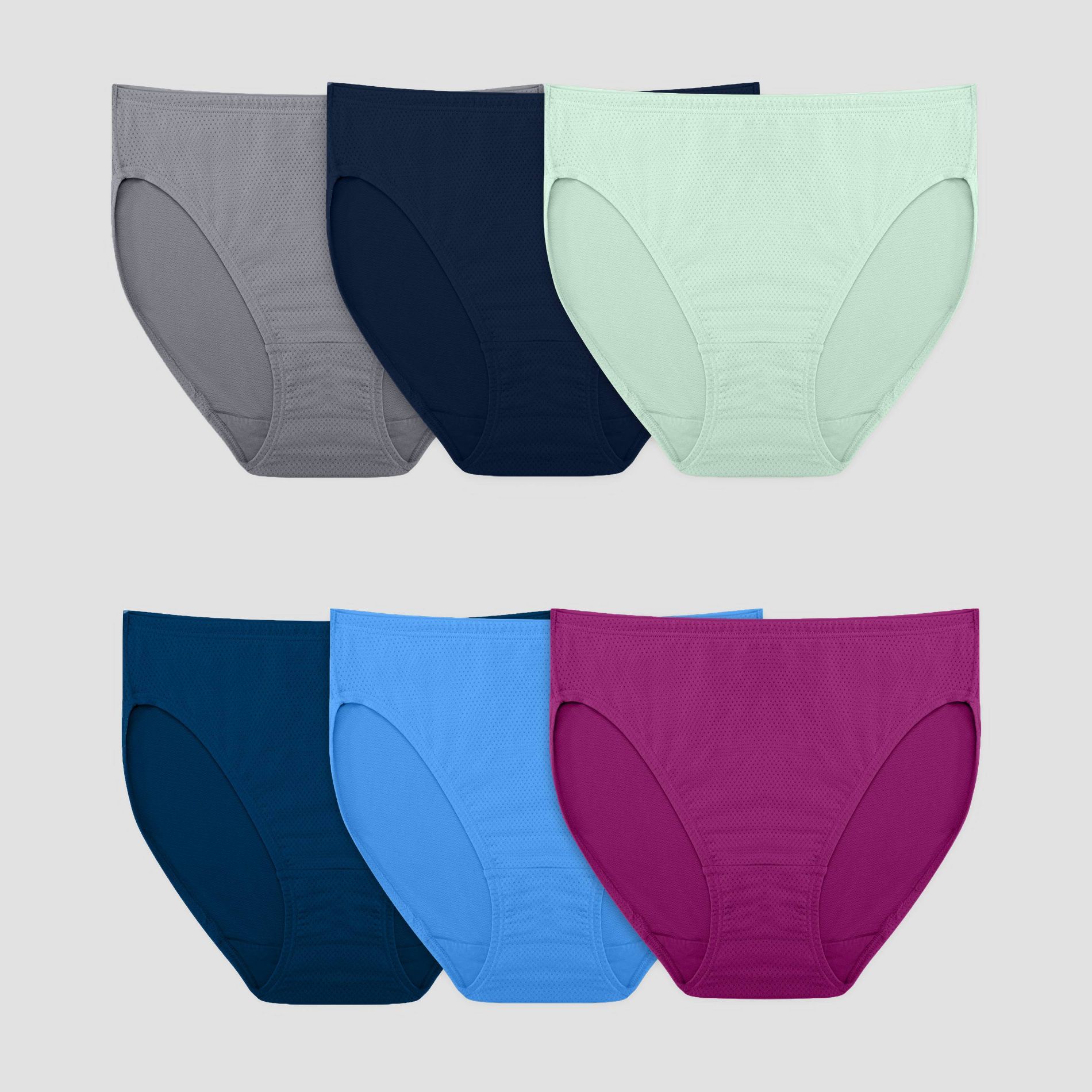 Fruit of the Loom Women's 6pk Breathable Micro-Mesh Hi-Cut Underwear - Colors May Vary 8: Lightweight Knit, Moisture Wicking