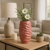 Modern Textured Vase with Woven Pattern for Living Room Decor - Decorative Flower Vase for Bedroom, Home Accent, and Office Décor - 2 of 4