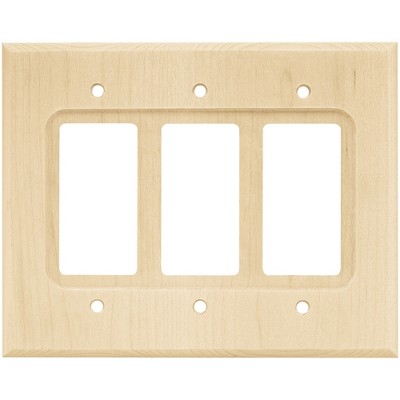 Franklin Brass Square Triple Decorator Wall Plate Unfinished Wood Brown