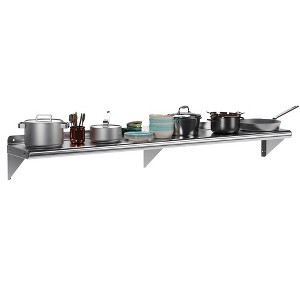 Whizmax Stainless Steel Shelf 12" x 72",260 lb [NSF Certified] Metal Wall Mount Shelf with Backplash for Restaurant, Laundry Room, Kitchen and Garage - 1 of 4