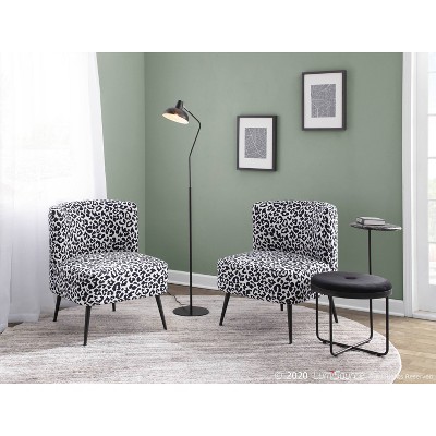 Contemporary Black Slipper Chair with Leopard Fabric
