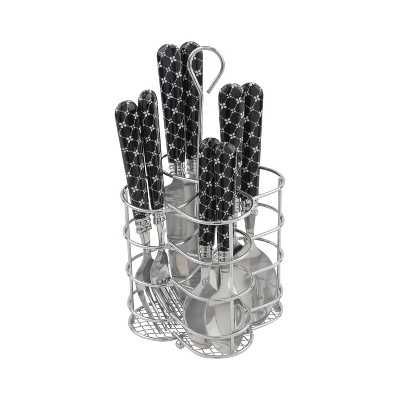 Abstract Butterfly Black and White Stainless Steel Flatware Set