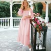 Anna-Kaci Women's Smocked Long Sleeve Swiss Dot Lined Maxi Tie Neck Square Detail Dress - 2 of 4