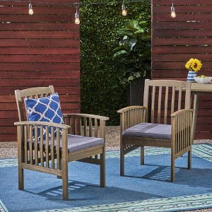 VASIP Patio Dining Chairs with Cushions,Outdoor Porch Chair Set of 2 with Acacia Wood Frame, Easy Clean & Simple Assembly - 1 of 4