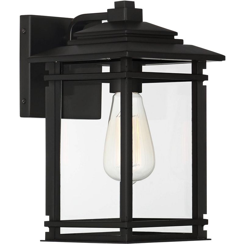 John Timberland North House Mission Outdoor Wall Light Fixture Matte Black Metal 12" Clear Glass Panels for Post Exterior Barn Deck House Porch Yard, 5 of 8