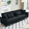 VASIP 97 inch Black Teddy Velvet Sofa, suitable for living rooms, bedrooms, reception rooms, offices, apartments, and other living spaces. - 2 of 4