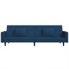vidaXL Convertible 2-Seater Sofa Bed in Blue Velvet - Versatile Loveseat Couch with Pillows, Wooden Frame, Ideal for Home and Office - 3 of 4