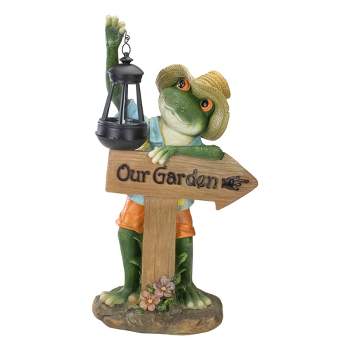 Northlight 18-Inch Country Frog with Lantern Outdoor Garden Statue
