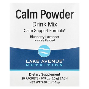 Lake Avenue Nutrition Calm Powder Drink Mix, Blueberry Lavender, 20 Packets, 0.19 oz (5.5 g) Each - 1 of 3