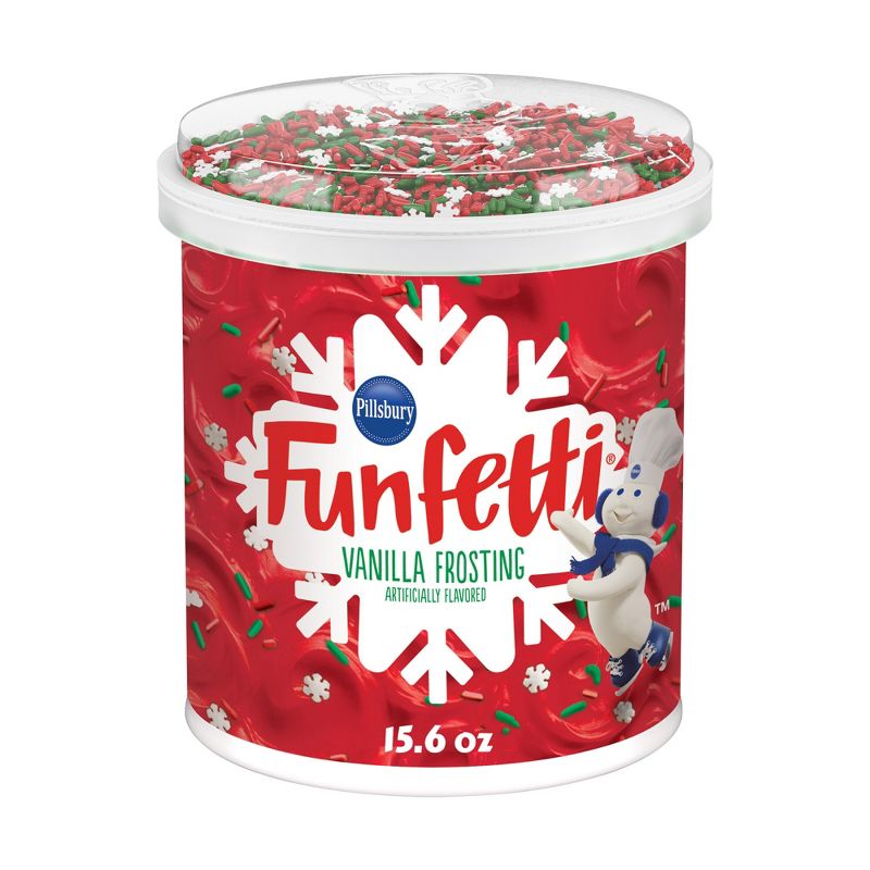Pillsbury Baking Holiday Funfetti Red Vanilla Frosting - 15.6oz, 1 of 5