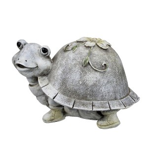 Roman 5.5" Gray and White Outdoor Turtle in Rain Boots Garden Statue - 1 of 3