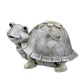 Roman 5.5" Gray and White Outdoor Turtle in Rain Boots Garden Statue