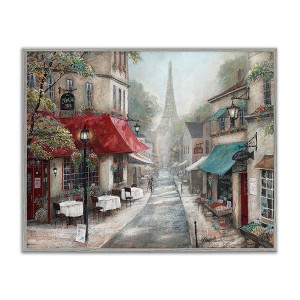 Stupell Industries Parisian City Streets Traditional Countryside Bistro Architecture Framed Giclee Art, Gray, 20" x 16" - 1 of 4