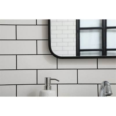 Modern Black Wood Rectangular Wall Mirror 18x30 Inch