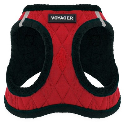 Voyager Step-In Plush Dog Harness for Small and Medium Dogs, Quilted Plush, Red, XS