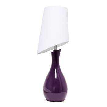 Curved Ceramic Table Lamp with Asymmetrical Shade Purple - Elegant Designs