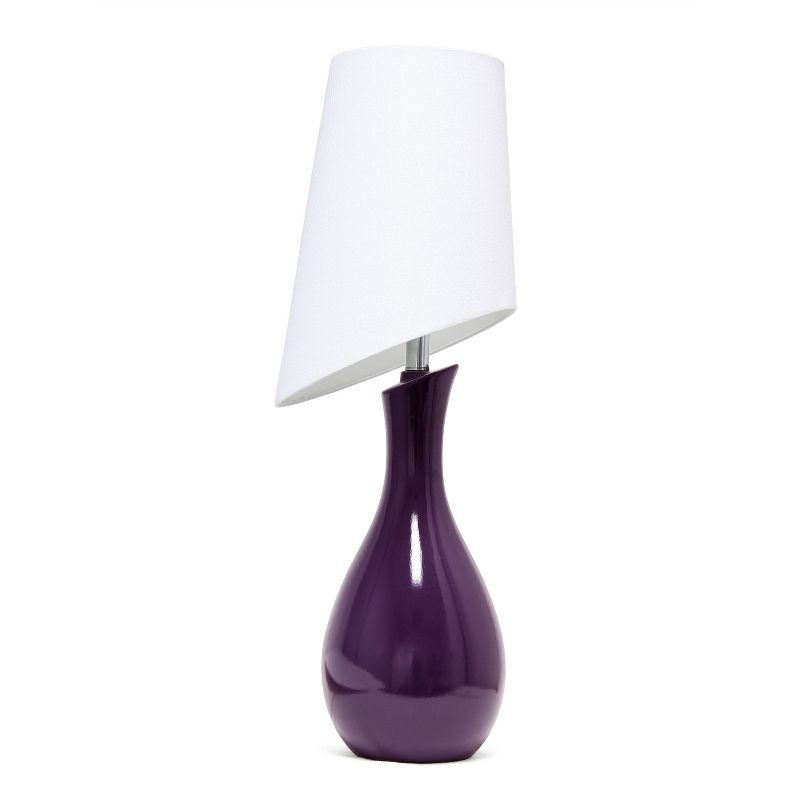 Curved Ceramic Table Lamp with Asymmetrical Shade Purple - Elegant Designs, 1 of 12