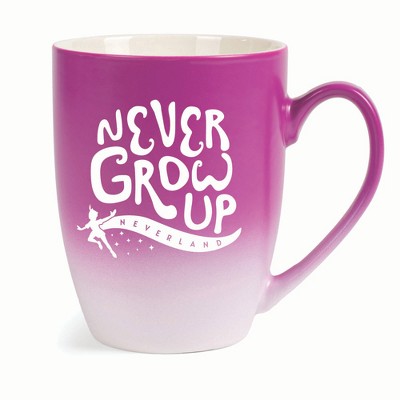 Elanze Designs Never Grow Up Neverland Two Toned Ombre Matte 10 ounce New Bone China Coffee Tea Cup Mug, Pink and White