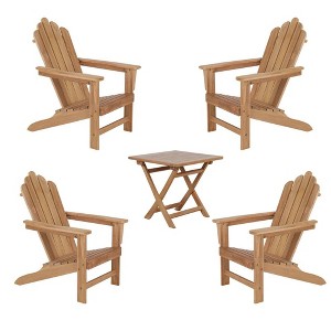 Decksplore Teak Adirondack Chair Set with Table 5PCS - 1 of 4