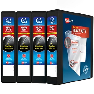 Avery Heavy-Duty View 3 Ring Binders, 1.5"One Touch Slant Rings, 4 Black Binders (79870) - 1 of 4