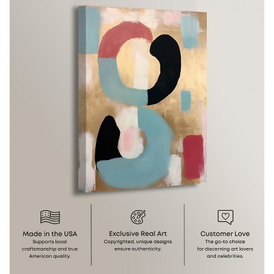Gold and Multicolor Abstract Canvas Wall Art, 24" x 16"