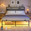 Aheaplus Queen Bed Frame with Headboard, Headboard with LED Light and USB Hub Headboads Reinforced Slat Support - 3 of 4