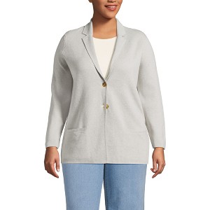 Lands' End Women's Fine Gauge Cotton Button Front Blazer Sweater - 1 of 3