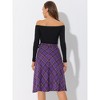 INSPIRE CHIC Women's Tartan Plaid High Waist Belted Vintage A-Line Midi Skirt - 4 of 4