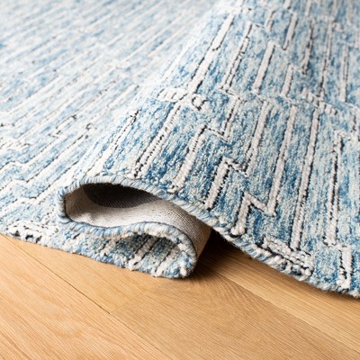 Handmade Light Blue Wool Tufted Square Rug 5'