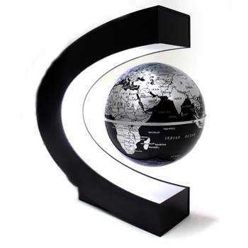 Insten Gravity Challenger Magnetic Levitating Globe, Desk Gadget Toy, Black Silver
