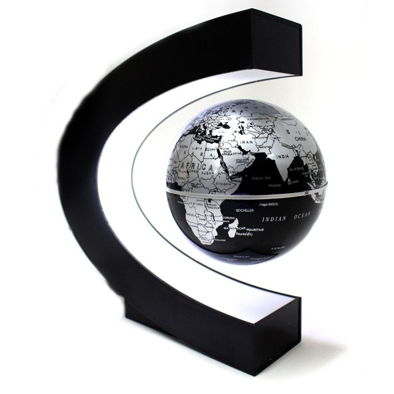 Insten Gravity Challenger Magnetic Levitating Globe, Desk Gadget Toy, Black Silver, 1 of 4