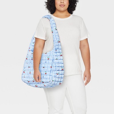 Wild Fable Gingham Cherry & Bow Print Puffer Hobo Shoulder Bag - Wild Fable™ Blue — фото 2