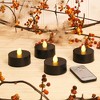 LumaBase Extra-Large Battery-Operated Tea Lights with Remote Control, Black - Set of 4 - 3 of 4